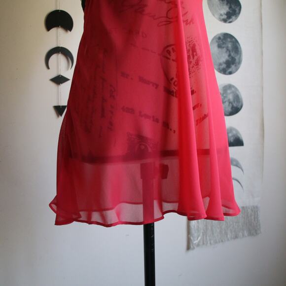 Y2K RED SHEER SLIP BABYDOLL DRESS - Picture 7 of 8